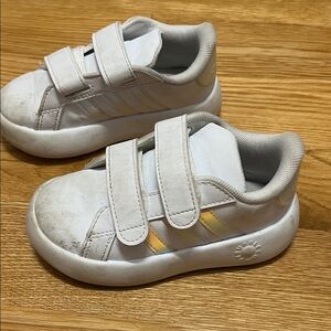 adidas Kids White Sneakers with Velcro Straps